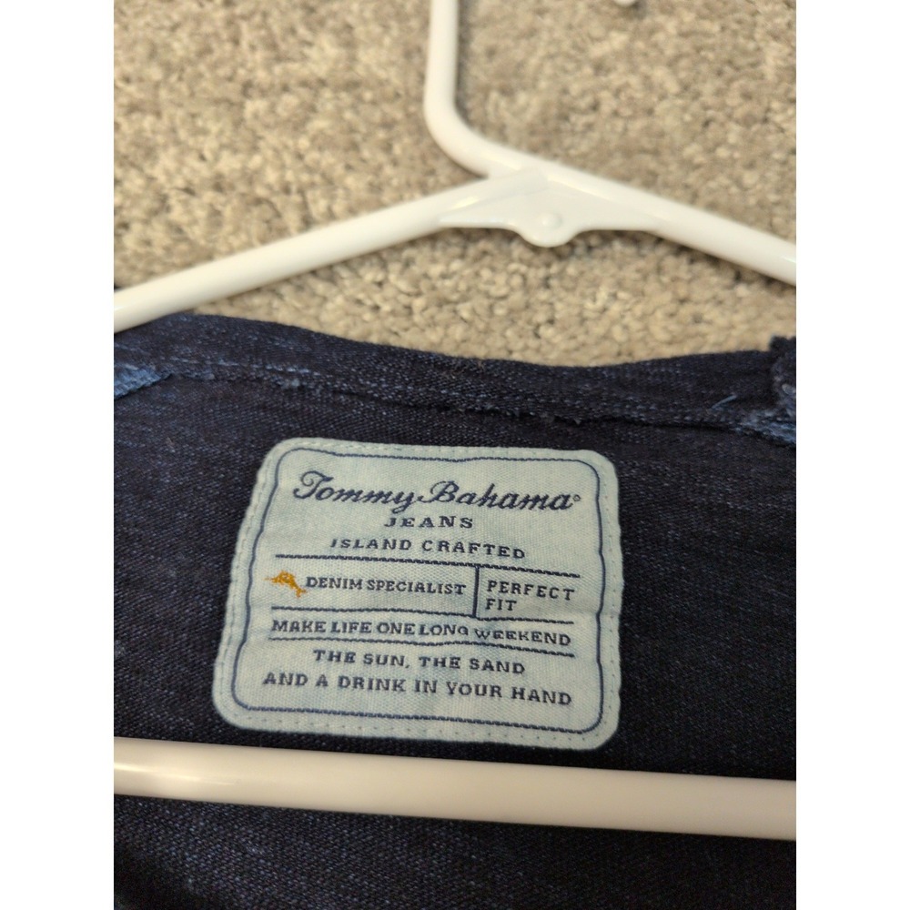 Tommy Bahama Jeans Mens Large Blue Tropical Floral Long Sleeve Cotton Shirt L‎ - Picture 2 of 8
